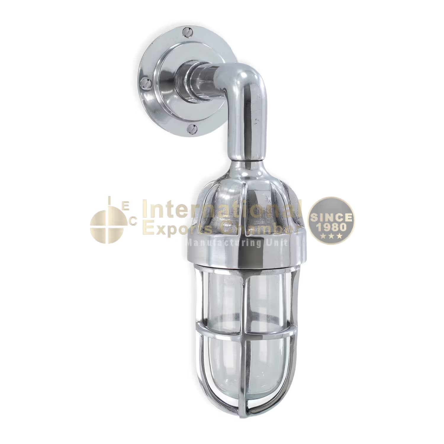 Aluminium Caged Bulkhead H28cm/11" Wall Light - Mirror Polished - Industrial Marine Porch & Passage Vintage Outdoor/Indoor Wall Sconce/Lamp