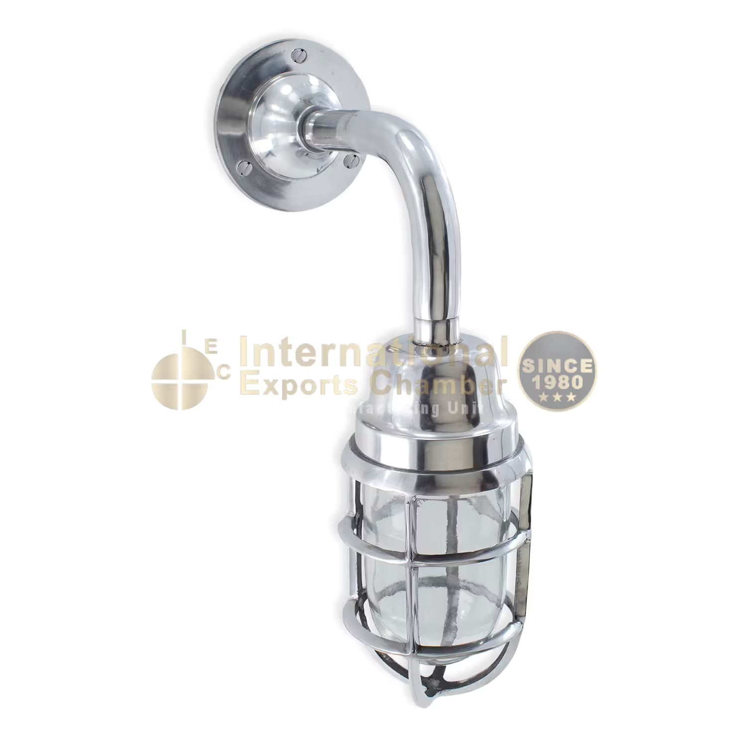 Aluminium Caged Bulkhead H39.6cm/15.6" Wall Light - Mirror Polished - Industrial Marine Porch & Passage Vintage Outdoor/Indoor Wall Sconce/Lamp