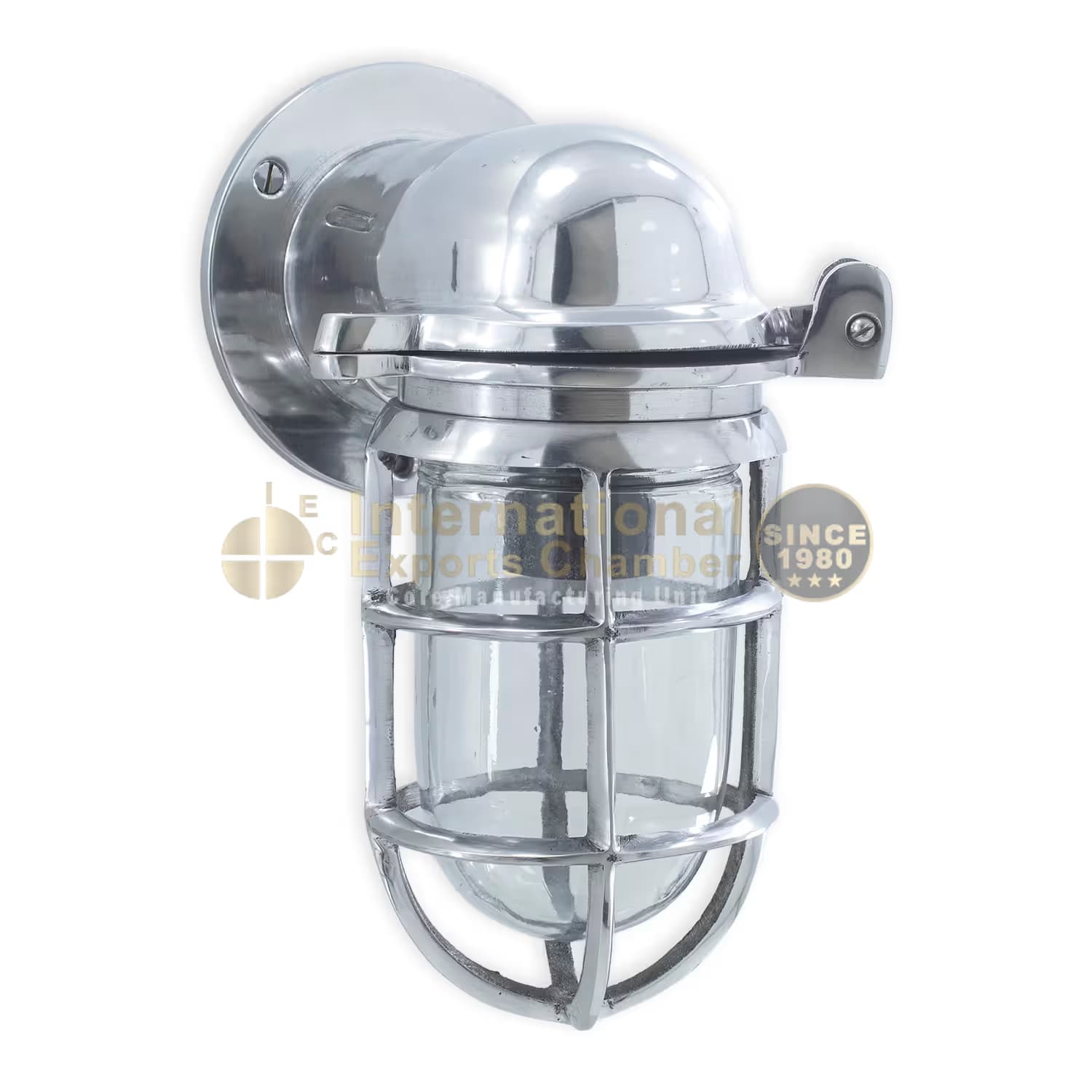Aluminium Caged Bulkhead H25.5cm/10.1" Wall Light - Mirror Polished - Industrial Marine Porch & Passage Vintage Outdoor/Indoor Wall Sconce/Lamp