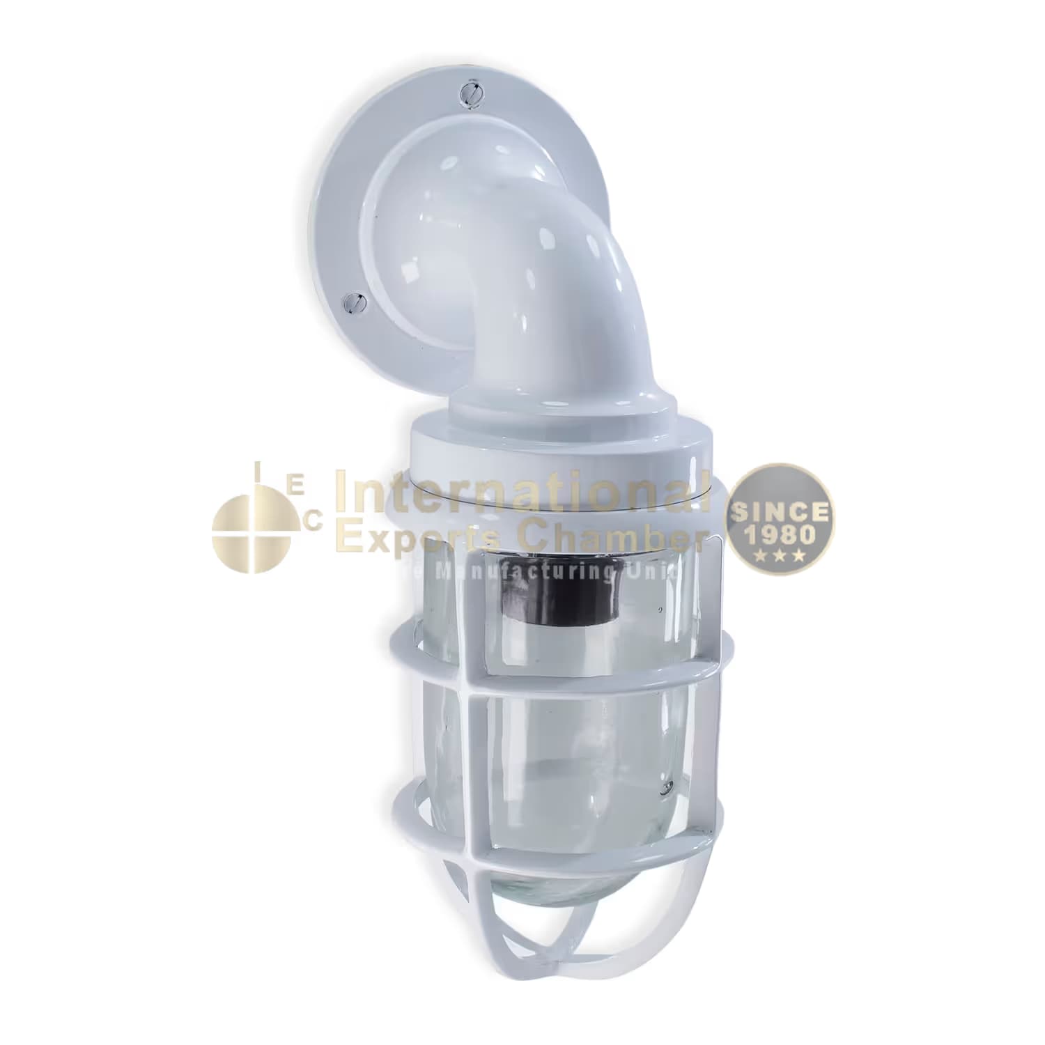 Aluminium Caged Bulkhead H29.1cm/11.5" Wall Light - White Powder Coated - Industrial Marine Porch & Passage Vintage Outdoor/Indoor Wall Sconce/Lamp