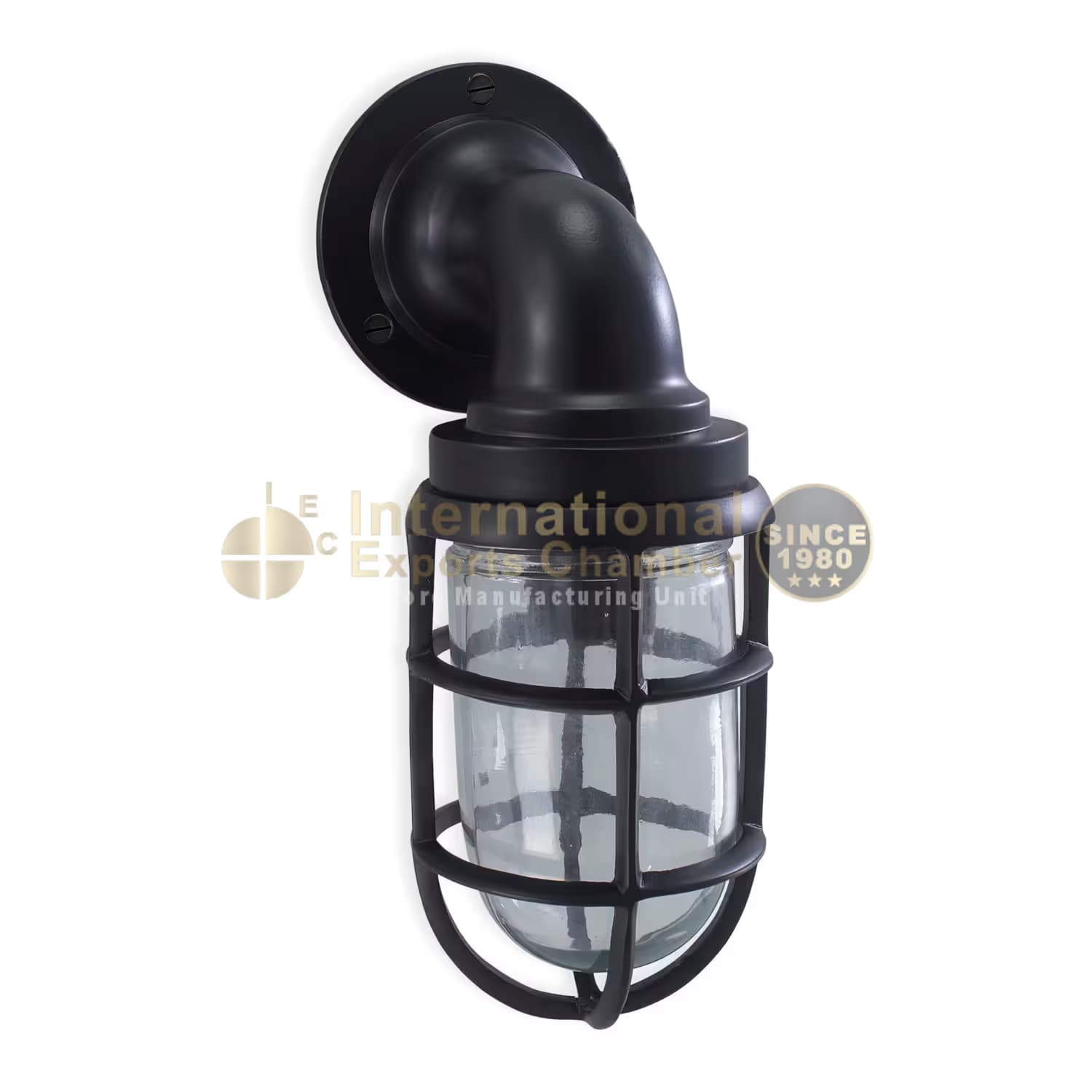 Aluminium Caged Bulkhead H29.5cm/11.6" Wall Light - Black Powder Coated - Industrial Marine Porch & Passage Vintage Outdoor/Indoor Wall Sconce/Lamp 29.5cm