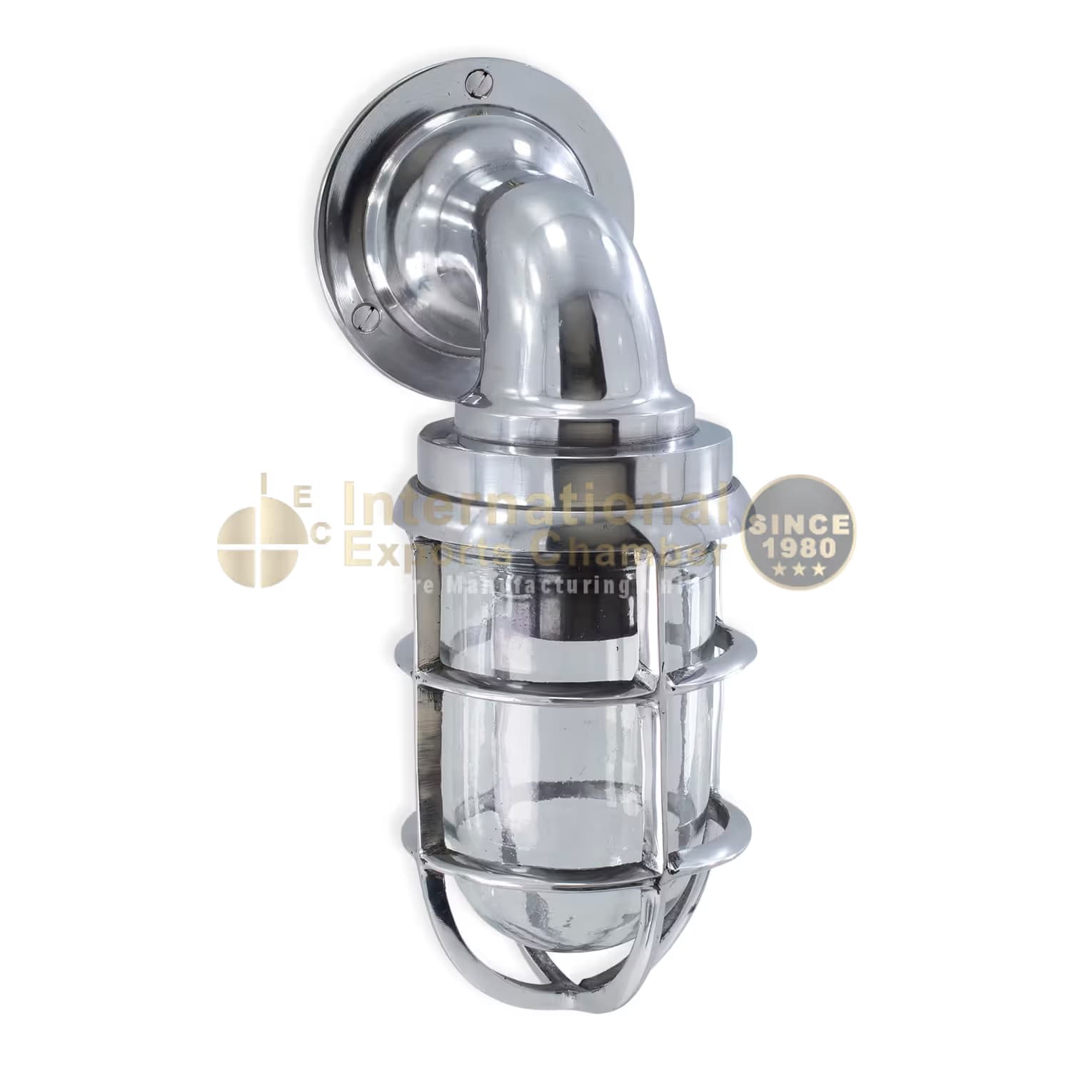 Aluminium Caged Bulkhead H30cm/11.8" Wall Light - Mirror Polished - Industrial Marine Porch & Passage Vintage Outdoor/Indoor Wall Sconce/Lamp