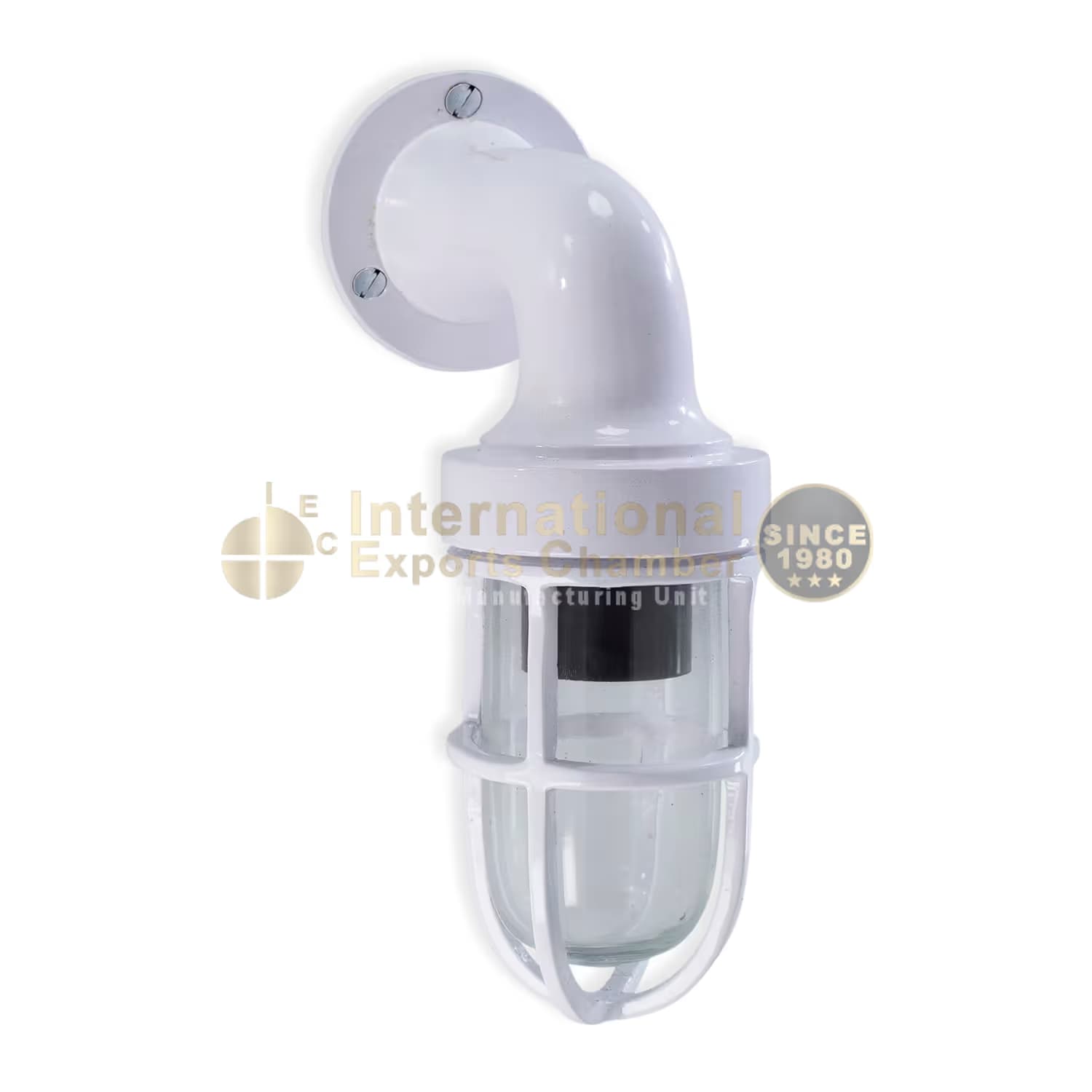 Aluminium Caged Bulkhead H22.5cm/8.9" Wall Light - White Powder Coated - Industrial Marine Porch & Passage Vintage Outdoor/Indoor Wall Sconce/Lamp