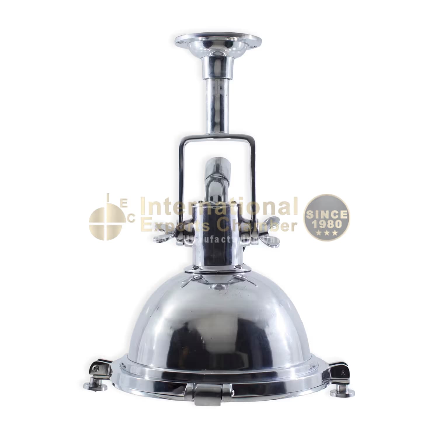 Solid Aluminium Searchlight D31.7cm/12.5" Pendant - Mirror Polished - Nautical Industrial Ceiling Light | Vintage Marine Deck Lamp Ceiling Sconce